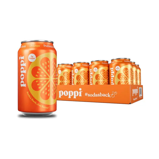 12oz Poppi Soda Orange Prebiotic Soft Drink
