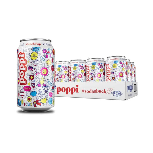 12oz Poppi Soda Punch Pop Prebiotic Soft Drink